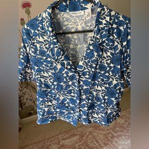 Midnight Sky linen blend button shirt